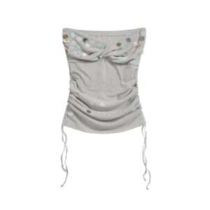 Sequin-Embellished Twisted Bandeau Tank Top