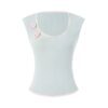 Light Blue Knitted Tank With Floral Embellishments