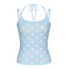 Blue Spaghetti-Strap Tank Top With A White Star Pattern