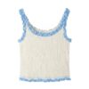 Contrast Trim Ruffled Slim-Fit Cropped Tank Top