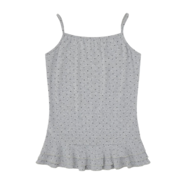 Polka-Dot Cami Top With Ruffled Hem