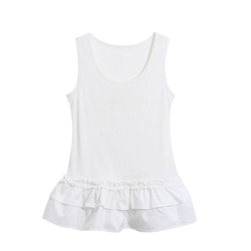 Classic Lace-Trim Tank — White