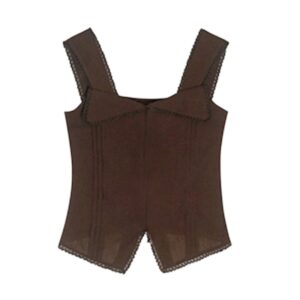 Retro-Style Brown Knit Tank Top
