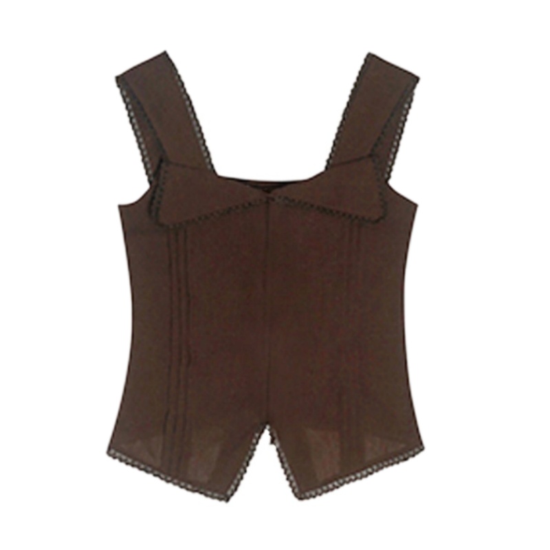 Retro-Style Brown Knit Tank Top