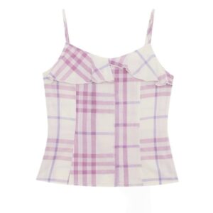 Purple Plaid Vacation-Style Spaghetti-Strap Tank Top