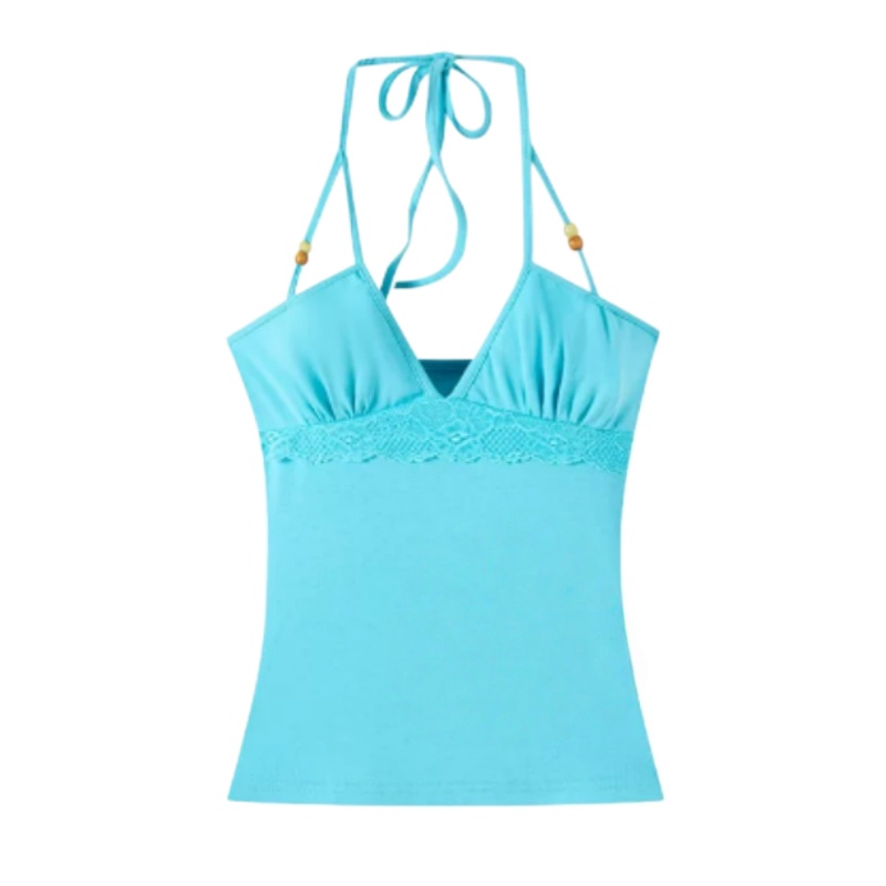 Beaded Halter-Neck Vacation-Style Tank Top