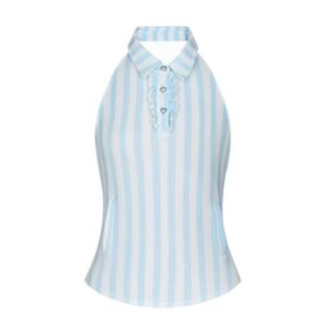 Stylish Blue Striped Halter Tank Top